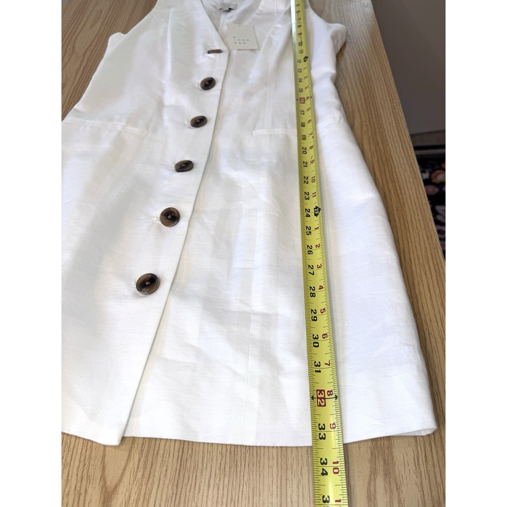 A New Day Womens XS White Linen Blend Dress Button Front Sleeveless - Picture 8 of 9